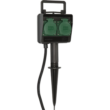 Brennenstuhl tuincontactdoos met aardspies 1154430 stekkerdoos (zwart, 1,4 meter, ip44)