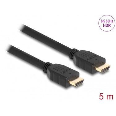 Delock high speed hdmi kabel (zwart, 5 meter, 8k 60hz, 48 gbps)