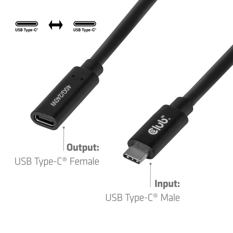Laden Sie das Bild in Galerie -Viewer, Club 3d usb-c 40 gbps verlengkabel (zwart, 1 meter, 8k 60hz, pd 240 watt)
