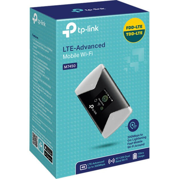 Load image into Gallery viewer, Tp-link 300mbps lte-advanced mobiele wifi m7450 wlan lte router (zwart zilver, micro-sim | mifi | met accu)
