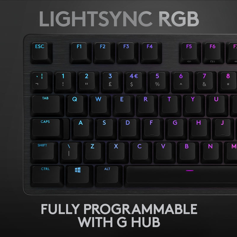 Load image into Gallery viewer, Logitech g512 carbon lightsync rgb mechanical gaming keyboard (zwart, us-international lay-out (qwerty), gx brown, 100%, rgb leds)
