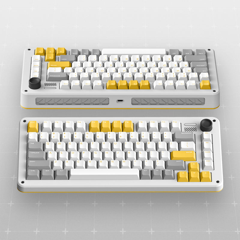 Load image into Gallery viewer, Ty iqunix zx75 gravi wave wireless mechanical keyboard (grijs, us lay-out (qwer), gateron red, 75%, rgb leds, hot-swappable, double-shot pbt, 2.4ghz | bluetooth 5.1 | usb-c)
