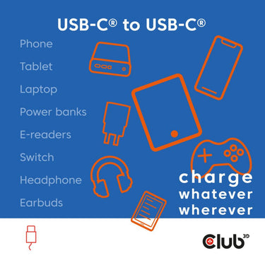 Club 3d usb-c magnetic-coil 240w pd3.1 white cable, 2 meter kabel (wit)