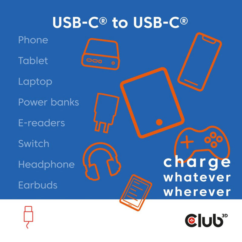 ギャラリービューアに画像をロードする, Club 3d usb-c magnetic-coil 240w pd3.1 white cable, 2 meter kabel (wit)
