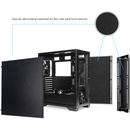 Chieftec apex q midi tower behuizing (zwart | 2x usb-a | 1x usb-c)