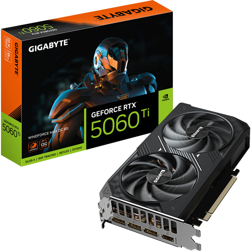 Afbeelding laden in galerijviewer, Gigabyte geforce rtx 5060 ti windforce max oc 8g grafische kaart (dlss 4, 3x displayport, 1x hdmi 2.1)
