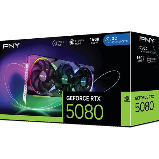 Pny geforce rtx 5080 argb oc grafische kaart (dlss 4, 3x displayport, 1x hdmi 2.1)