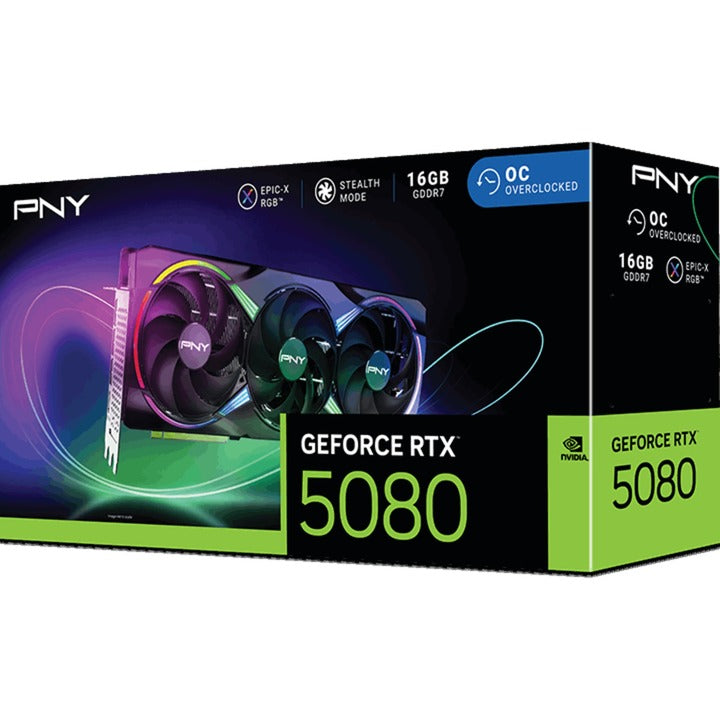 Load image into Gallery viewer, Pny geforce rtx 5080 argb oc grafische kaart (dlss 4, 3x displayport, 1x hdmi 2.1)
