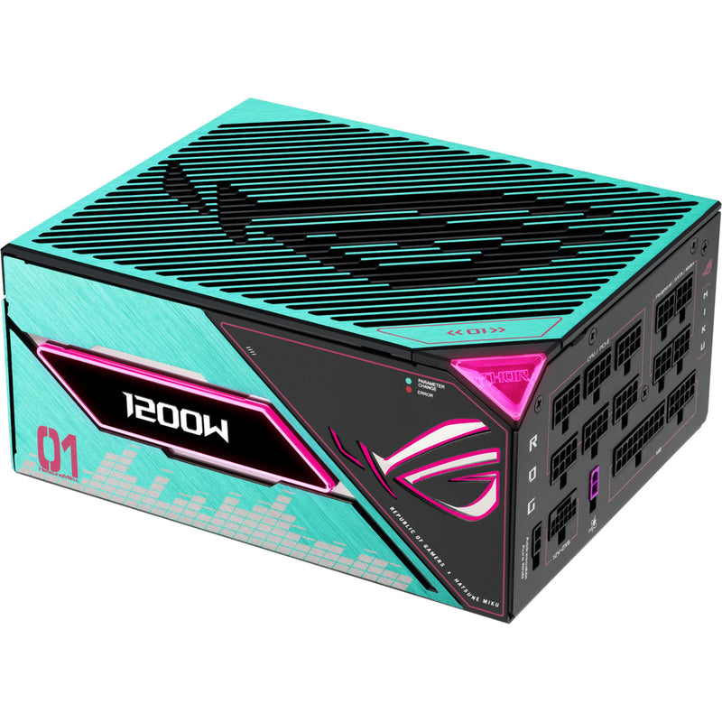 Afbeelding laden in galerijviewer, Asus rog thor platinum iii hatsune miku edition modulaire 1200 watt voeding (zwart, 1x 12v-2x6, 4x pcie)

