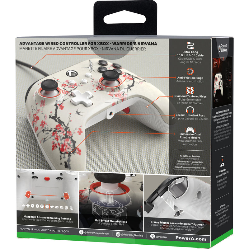 Afbeelding laden in galerijviewer, Powera advantage controller met kabel voor de xbox series x|s - warrior's nirvana (magnoliawit, xbox series x|s, xbox one, pc)
