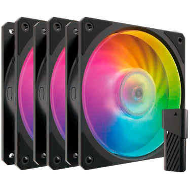 Cooler master mobius 120p argb 120x120x25 case fans (zwart, 3 stuks, 120 x 120 x 25 mm, pwm)