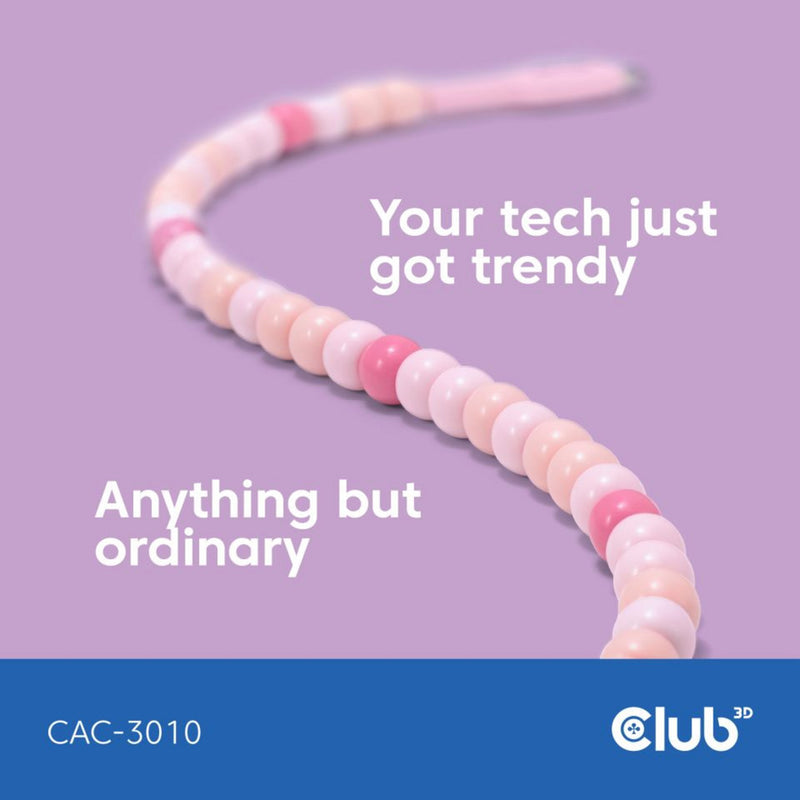 Laden Sie das Bild in Galerie -Viewer, Club 3d usb-c beaded cable pink, 2 meter kabel (roze)
