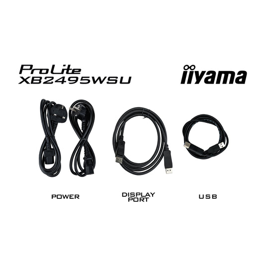 Iiyama prolite xb2495wsu-b1 24.1 monitor (zwart, 100 hz, hdmi, displayport, usb, audio)