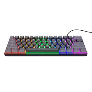 Trust gxt 867 acira 60% mini mechanisch gaming toetsenbord (zwart, us lay-out (qwerty), outemu red, 60%, rgb)