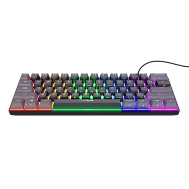 Trust gxt 867 acira 60% mini mechanisch gaming toetsenbord (zwart, us lay-out (qwerty), outemu red, 60%, rgb)
