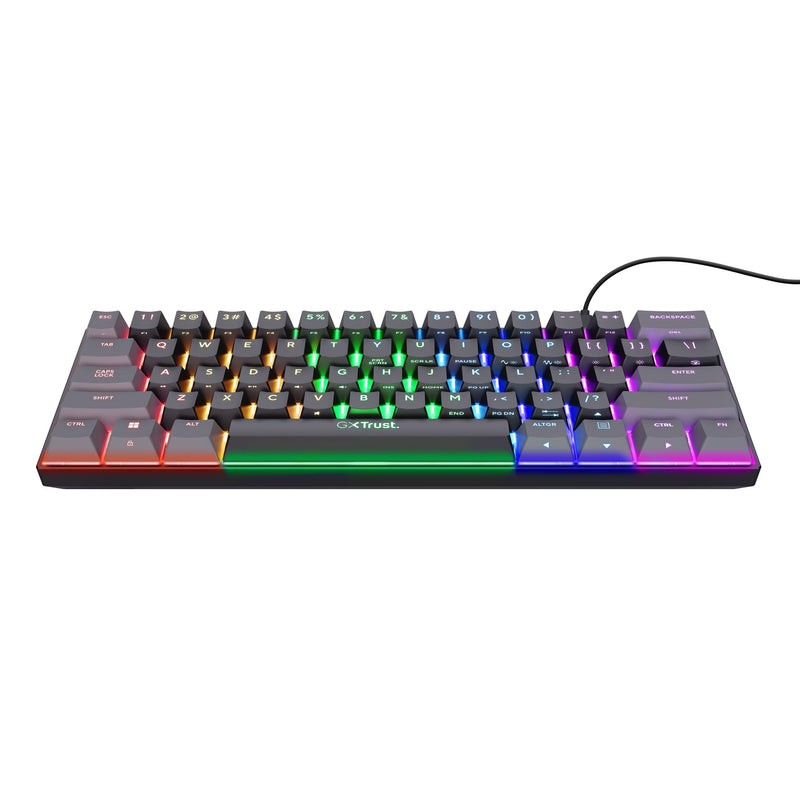 Load image into Gallery viewer, Trust gxt 867 acira 60% mini mechanisch gaming-toetsenbord, gaming toetsenbord (zwart, us lay-out, outemu red, 60%, rgb)
