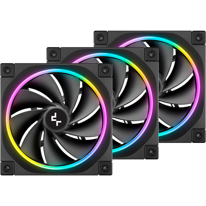 Laden Sie das Bild in Galerie -Viewer, Deepcool fl12r rgb case fans (zwart, 3 stuks, 120 x 120 x 25 mm, pwm)
