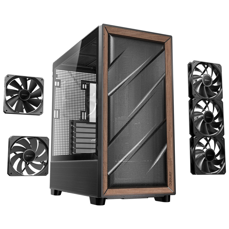 Load image into Gallery viewer, Antec flux midi tower behuizing (zwart | 2x usb-a | 1x usb-c | tempered glass)
