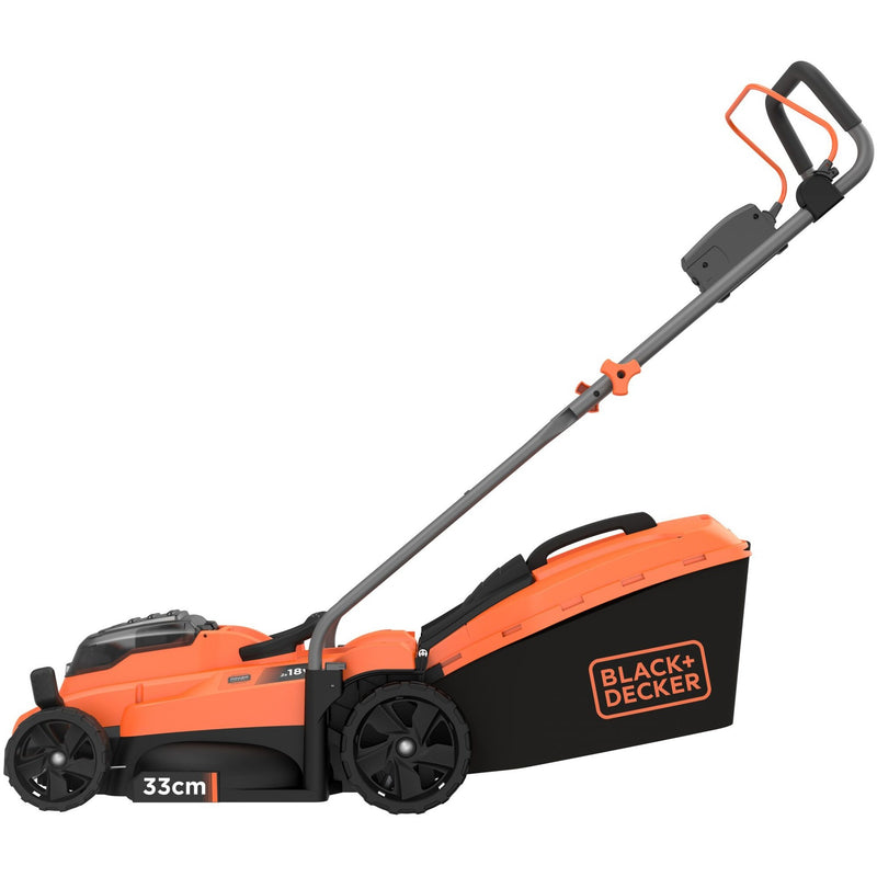Load image into Gallery viewer, Black+decker bcmw3318l2-qw 2x 18v grasmaaier (oranje zwart, 2x 18v 2.5ah accu en oplader inbegrepen)
