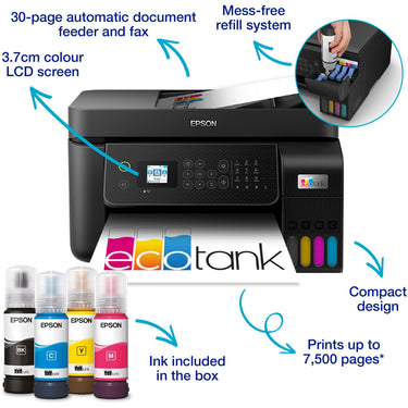 Epson ecotank et-4800 all-in-one inkjetprinter met faxfunctie (zwart)