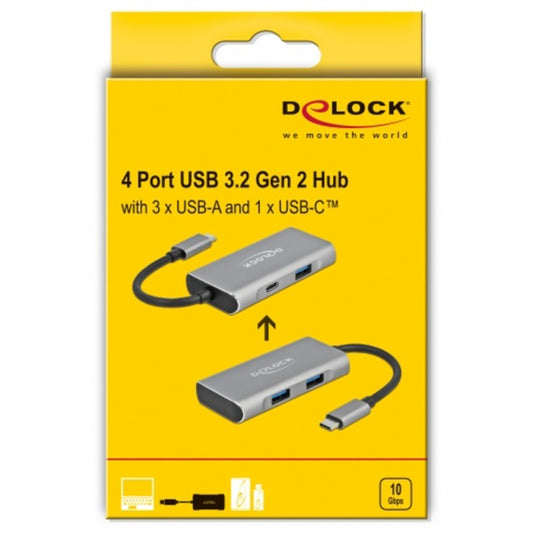 Delock external usb 3.2 gen 2 usb type-c hub usb-hub (grijs)