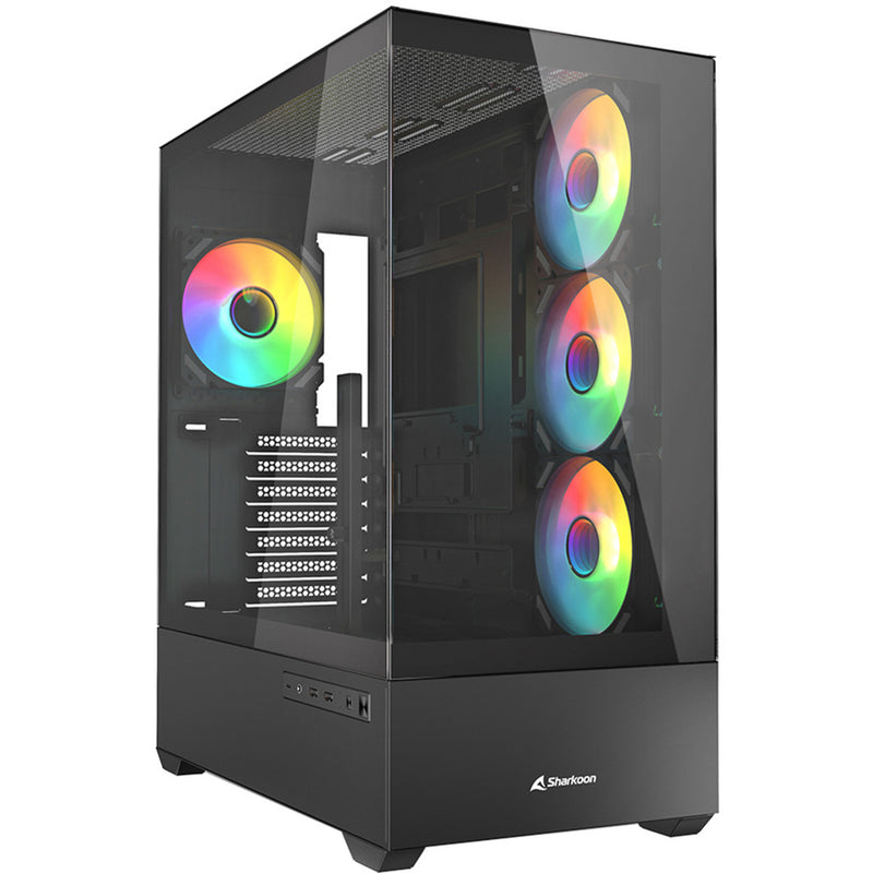Load image into Gallery viewer, Sharkoon ak6 rgb midi tower behuizing (zwart | 2x usb-a | 1x usb-c | rgb | tempered glass)
