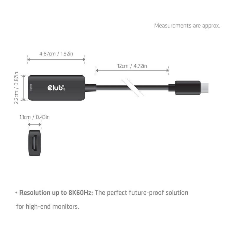 Laden Sie das Bild in Galerie -Viewer, Club 3d cac-2505 usb-c naar hdmi 2.1 adapter 8k60hz (zwart)
