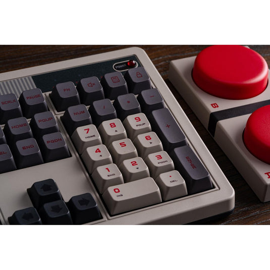 8bitdo retro mechanical keyboard n edition (grijs, us lay-out (qwerty), kailh box white, 100%, bluetooth low energy, wireless 2.4g, usb)