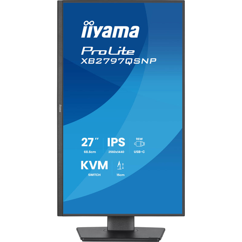 Load image into Gallery viewer, Iiyama prolite xb2797qsnp-b1 27 monitor (zwart, 75 hz, hdmi, displayport, usb-c, lan, audio)
