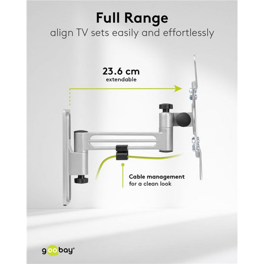 Goobay tv wall mount caravan fullmotion (m), 13 to 43 inch wandmontage (zilver)