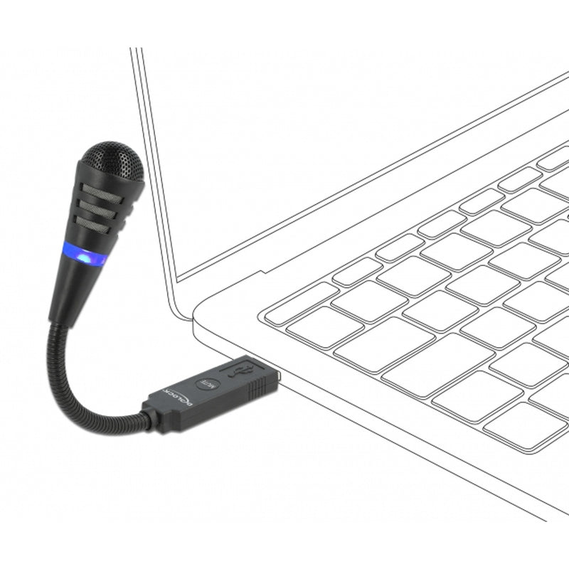 Load image into Gallery viewer, Delock usb zwanenhalsmicrofoon met mute knop (zwart)
