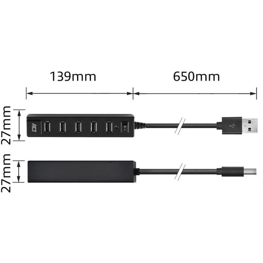 Act connectivity usb hub 7 port met aan- en uit schakelaar usb-hub (zwart)