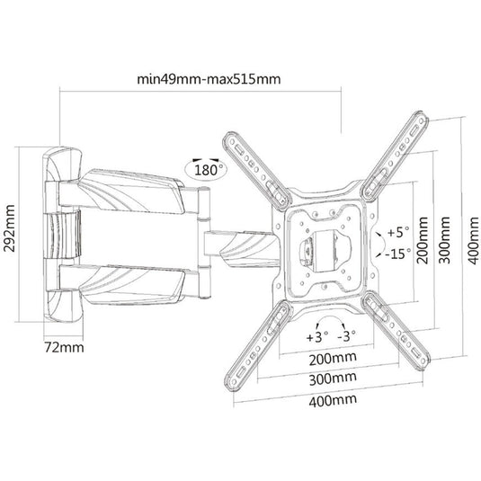 Act connectivity full motion tv en monitor wandsteun, 23 tot 55 wandmontage (zwart)