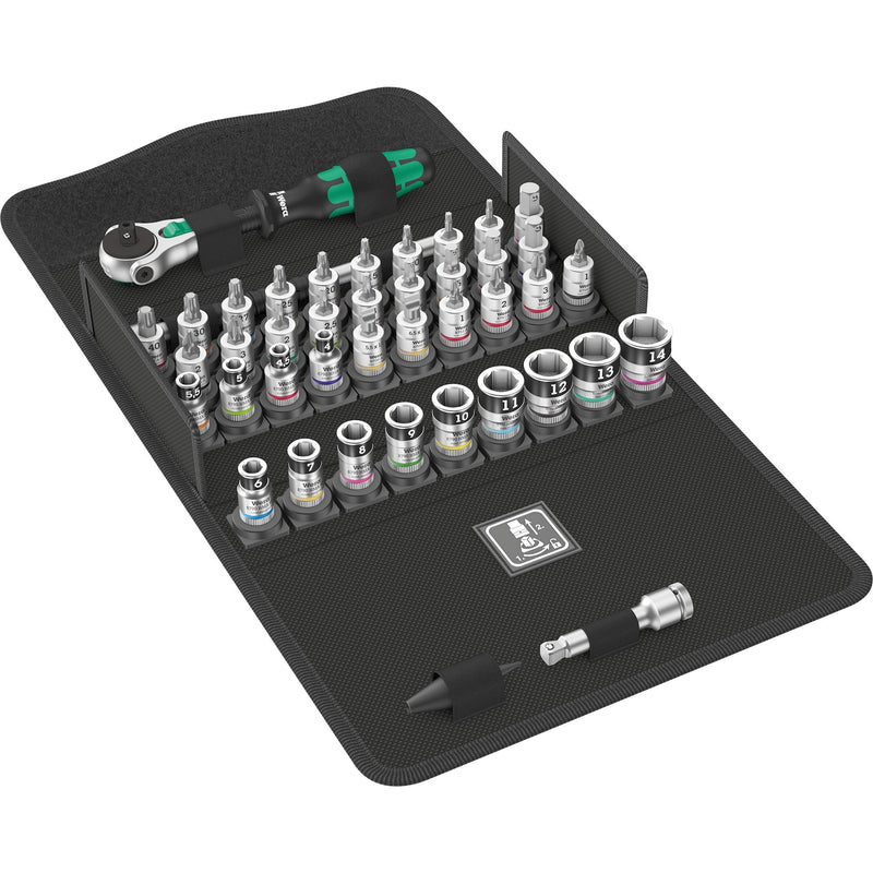 Load image into Gallery viewer, Wera 8100 sa all-in zyklop speed-ratelset, 42-delig gereedschapsset (zwart groen, 1 4 -aandrijving, met vasthoudfunctie, metrisch)
