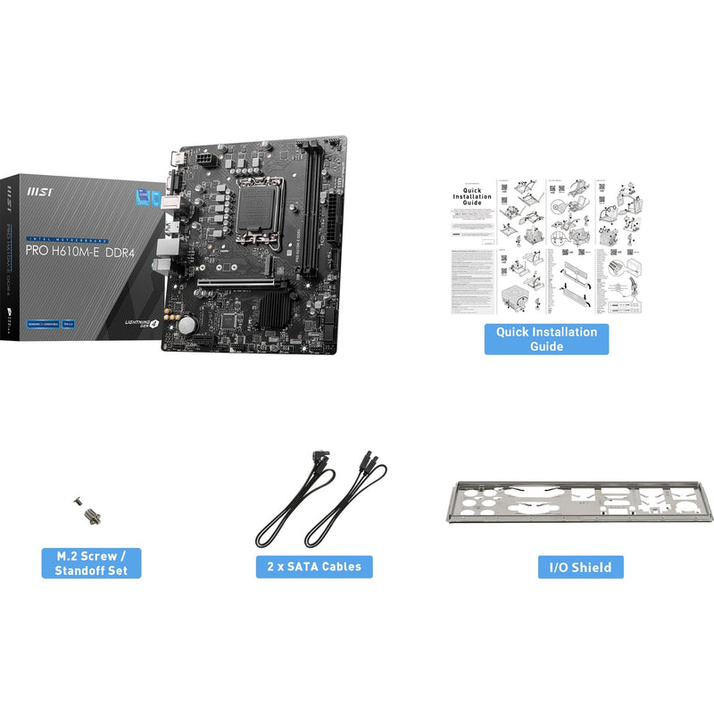 Load image into Gallery viewer, Msi pro h610m-e ddr4 socket 1700 moederbord (zwart, gb-lan, sound, µatx)
