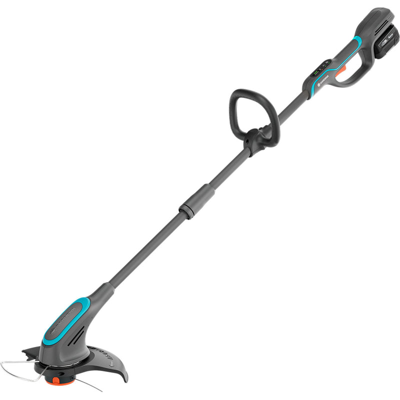 Load image into Gallery viewer, Gardena powertrim 30 18v set 4.0 ah met 18v p4a accu grastrimmer (grijs turquoise, accu en lader inbegrepen)
