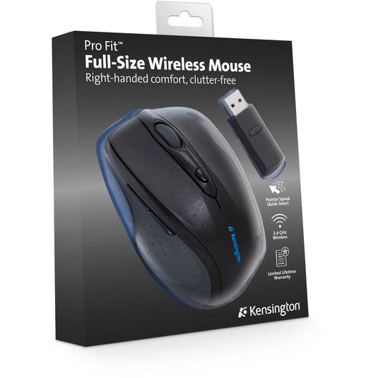 Kensington pro fit wireless full size muis (zwart, 800 - 1600 dpi)