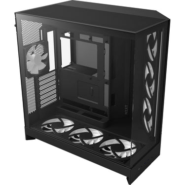 Nzxt h9 flow rgb+ midi tower behuizing (zwart (mat) | 2x usb-a | 1x usb-c | rgb | tempered glass)