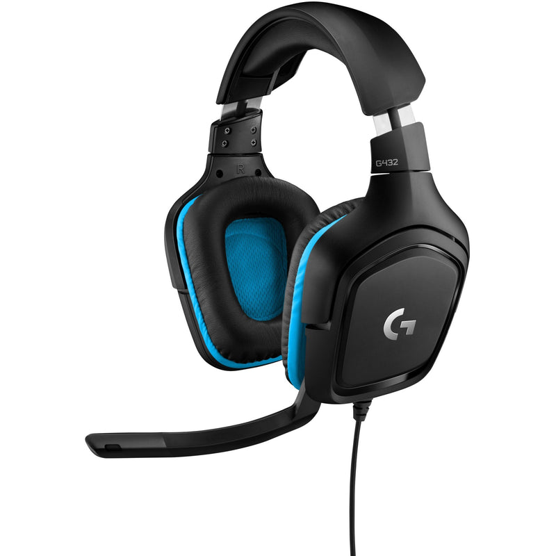 Load image into Gallery viewer, Logitech g432 7.1 surround sound wired over-ear gaming headset (zwart blauw, pc, playstation 4, playstation 5, xbox one, xbox series x|s, nintendo switch)
