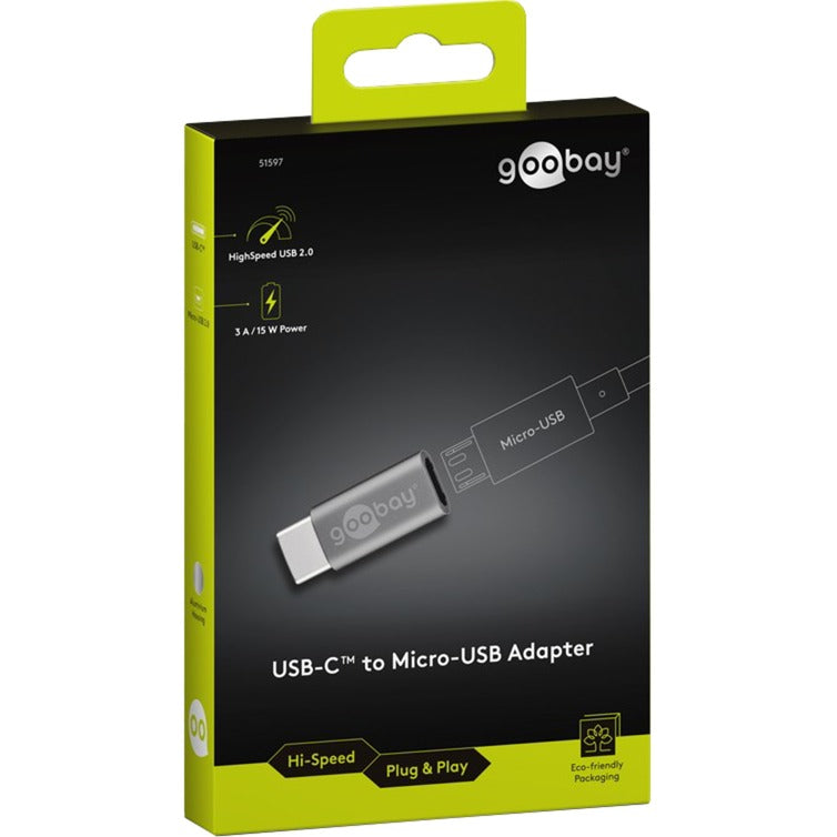 Load image into Gallery viewer, Goobay usb-c naar micro-usb adapter (grijs)
