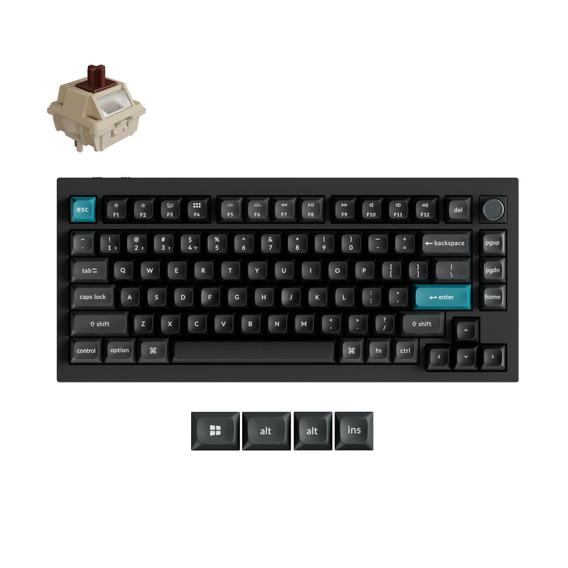 Load image into Gallery viewer, Keychron q1 ultra-m3 8k wireless custom mechanical keyboard (zwart, us lay-out (qwerty), silk pom brown, 75%, rgb, hot swap, 8k, 2.4 ghz | bluetooth 5.2 | usb-c)
