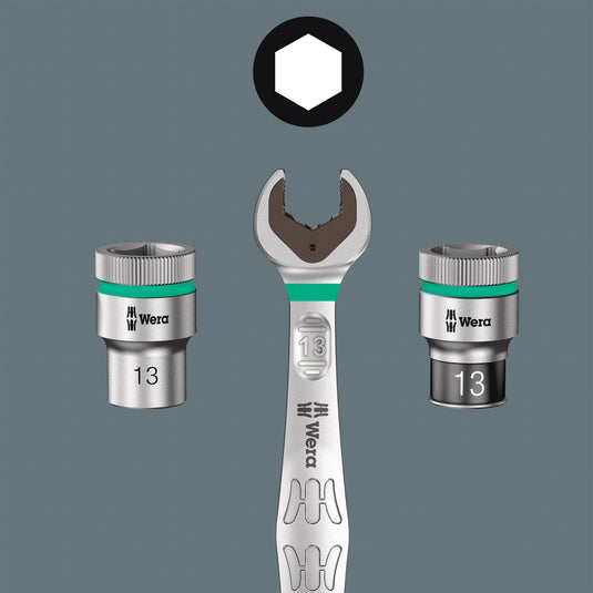 Wera 9608 dop-magneetstrip b impaktor imperial 1 dopsleutel (zwart groen, 9‑delig)