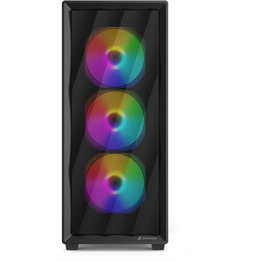Sharkoon vk4 rainbow midi tower behuizing (zwart | 2x usb-a | rgb | tempered glass)