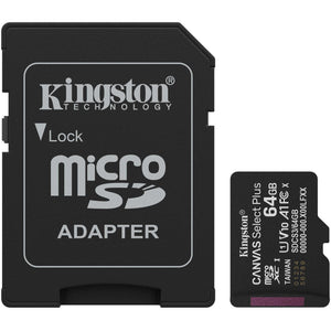 Kingston canvas select plus 64 gb microsdxc geheugenkaart (zwart, uhs-i u1, class 10, v10, incl. sd adapter)