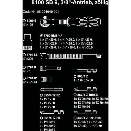 Wera 8100 sb 9 zyklop speed ratelset gereedschapsset (zwart groen, 29-delig, speedratel met draaibare kop)