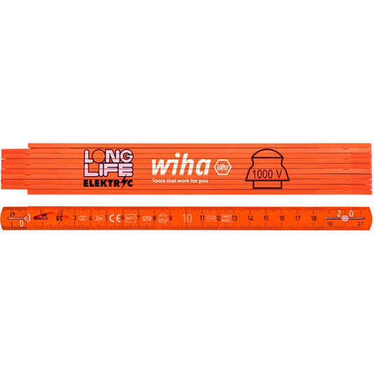 Wiha elektriciensduimstok longlife 2m meetlat (oranje)