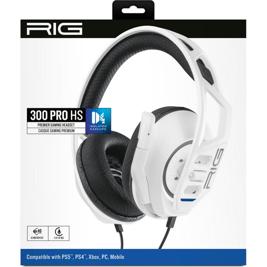 Nacon rig 300 pro hs over-ear gaming headset (wit, playstation 4, playstation 5, xbox, nintendo switch, pc)