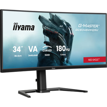 Iiyama g-master red eagle gcb3484wqsu-b1 34 curved ultrawide gaming monitor (zwart, 2x hdmi, displayport, 2x usb-a, usb-b, 2x usb-c, 180 hz)