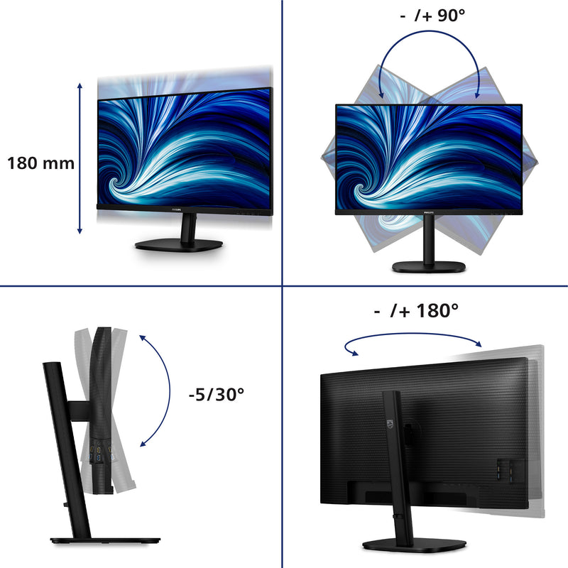 Chargez l'image dans la visionneuse de la galerie, Philips 32b2n3500 31.5 monitor (zwart, 2x hdmi, displayport, 3x usb-a, usb-b)
