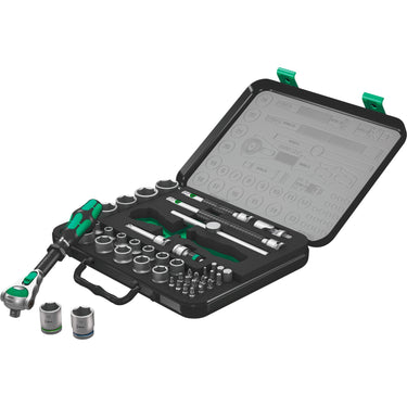 Wera 8100 sa sc 2 zyklop doppenset gereedschapsset (zwart groen, 43-delig, snelheidsratel met draaibare kop)